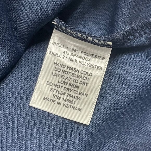 Monteau Lace Blouse Women's Size Large Sleeveless Layered Navy Blue Professional - Picture 5 of 10